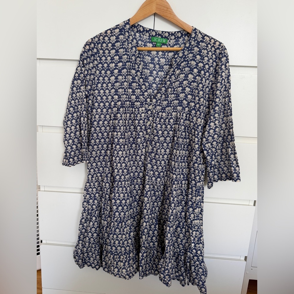 J. Crew Floral Tiered Tunic / Swim Beach Cover Up Mini Dress